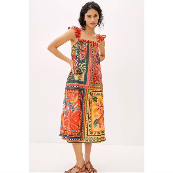 FARM Rio Dresses & Skirts - FARM Rio Anthropologie Mosaic Ruffled Midi Dress